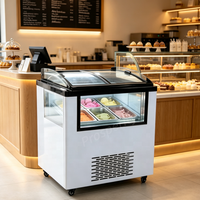 Congélateur compact commercial à refroidissement direct, 2 portes, vitrine à gelato avec fenêtre latérale visible, petit congélateur à crème glacée pour pâtisserie, mini-marché