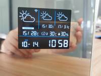 Miroir capteur noir couleur écran tactile interrupteur temps température et humidité affichage prévisions météo pour pour miroir LED