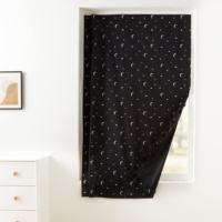 100% occultant moderne Portable voyage rideau panneau lune étoiles conception ventouse intimité noir couleur tissé rideaux cantonnières