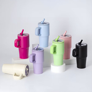 Vaso de acero inoxidable de 20 oz, libre de BPA, con pajita y asa, vaso de 20 oz con aislamiento al vacío. - Product Image 1