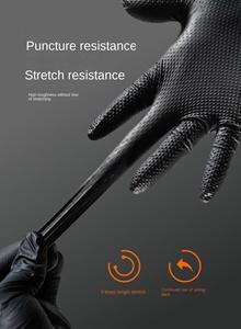 Gants de sécurité en nitrile <span class=keywords><strong>noir</strong></span> 8 mil, taille XL, antidérapants, pour mécaniciens, nettoyage, manipulation de produits chimiques, automobile, revêtement en latex, cuisine, alimentation - Product Image 2