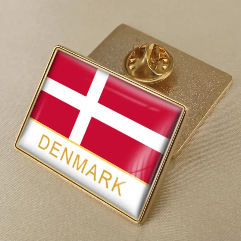 하이 퀄리티 덴마크 국기의 크리스탈 젤 드롭 배지 브로치 깃발 배지 세계 모든 국가의 배지