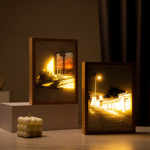 Cadre photo LED créatif, éclairage de chevet, atmosphère chaude, éclairage doux, peinture, ornements <span class=keywords><strong>en</strong></span> papier imprimé - Product Image 3