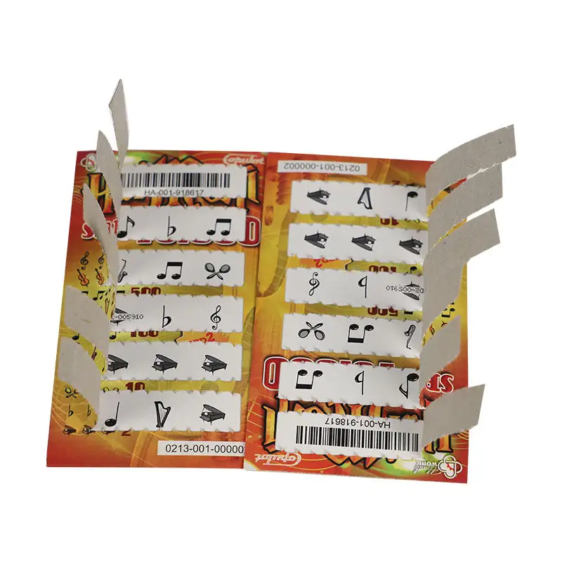 Custom Top Quality Pull Tabs Lottery Game Tickets Printing With Factory Price
