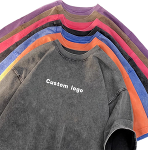 เสื้อยืดคอตตอนทรงสี่เหลี่ยมแบบซักพิเศษ เสื้อยืดโอเวอร์ไซส์ผู้ชาย ขายส่ง พิมพ์ลายหนา - Product Image 1