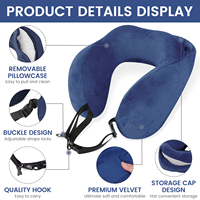 Oreiller de voyage à capuche pour la confidentialité, en mousse à mémoire de forme, pour longs trajets en avion, soutien cervical, kit de voyage portable pour le bureau
