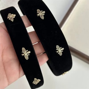 Serre-tête en velours Littie Bee de luxe, très tendance, élégant, coréen, noir et rouge, large ou étroit, accessoires pour cheveux, Diadema De Abeja - Product Image 4
