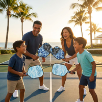 Ensemble de raquettes de pickleball T700 en fibre de carbone avec noyau en nid d'abeille, 4 raquettes, pack familial professionnel pour enfants et adultes