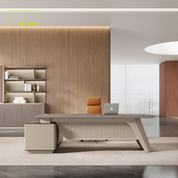 Meubles de bureau personnalisés, bureau de direction fonctionnel LED haut de gamme et luxueux, bureau de direction léger et luxueux