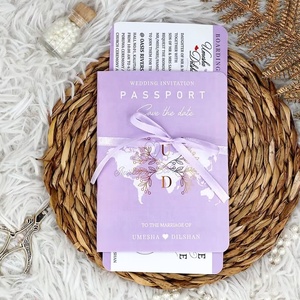 Carte d'invitation de mariage personnalisée en forme de passeport, ensemble plié, design unique, paiement après réception, prix fabricant en gros - Product Image 5