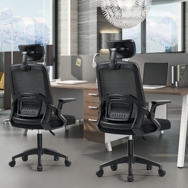 Modern Ergonomic Office Chair with Headrest Adjustable Height Swivel Mesh Computer Chair for Workstation Office and Home Use