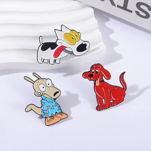 Jaren 90 Komedie Geanimeerde Personages Emaille Spelden Grote Rode Hond Cartoon Big Eye Puppy Broches Revers Badge Sieraden Geschenken Voor Kinderen Vrienden - Product Image 2