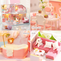 IIECREATE Vente en Gros Maison Miniature Bricolage Puzzle en Bois 3D K-056 Pinellia Time Maison de Poupée Miniature en Bois Jouet Éducatif