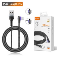 Nouveau câble LDNIO LS561 coude d'angle de 90 degrés câble de données Android câble de données Anti-flexion Micro Usb pour téléphone portable