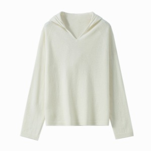 Sudadera con Capucha Tejida Personalizada OEM ODM para Mujer, Suéter 100% Lana, Prenda Tejida sin Costuras, Jersey Casual de Manga Larga para Mujer - Product Image 4