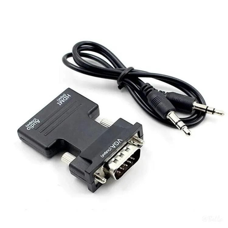 Kabel adaptor Output Audio HDMI ke VGA, Set komputer kotak atas konektor konverter untuk Laptop PC Monitor proyektor HDTV