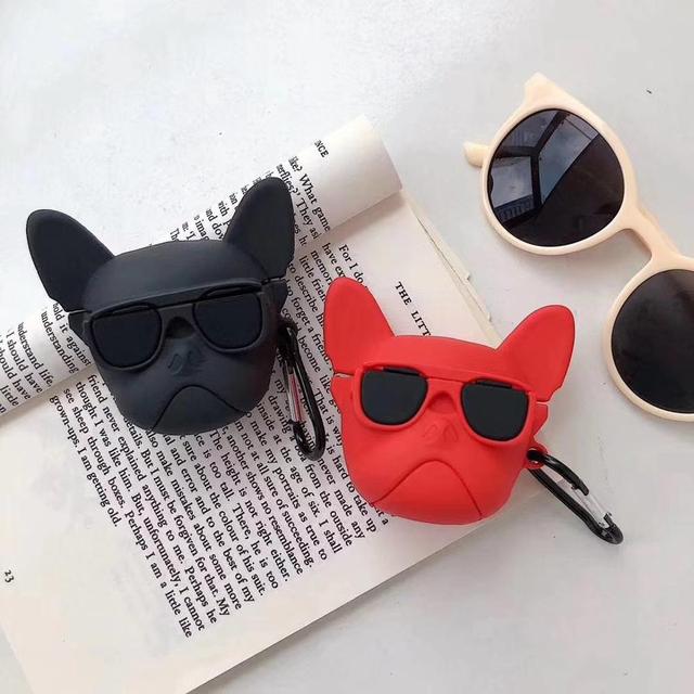 Cute Bulldog Cartoon Silicone Basketball Protection Case for AirPods 1 2 Pro Pouch Plastic Bag Electronic Organizer Accessory