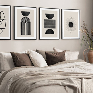 Set di Stampe Minimaliste Astratte con Linee Geometriche Moderne in Nero e Beige <span class=keywords><strong>per</strong></span> Decorazione Camera <span class=keywords><strong>da</strong></span> Letto e Soggiorno - Product Image 5