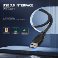 Puerto único cuadrado 1M negro impermeable USB 3,0 tipo A macho a USB 3,0 hembra Panel montaje empotrado extensión coche AUX Cable