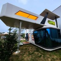 Capsule Maison Préfabriquée, Espace Commercial, Hôtel Pod Type Dirigeable, Tiny House de Luxe avec Panneaux Sandwich, Installation Rapide et Étanche