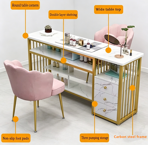 Nice Nails Bar Station Salon Furniture Wood Nail Tables Nail Desk Manicure Table with Chair Modern Customized - Product Image 3