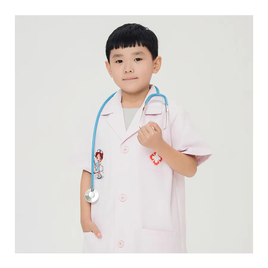 科学実験と医療玩具のための子供の医者と看護師のドレスセットピンクのスクラブユニフォーム