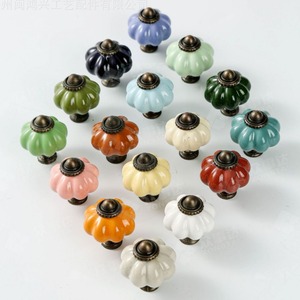 <b>Ceramic</b> Pumpkin Furniture <b>Knobs</b> Colorful European Style Wardrobe Drawer Handles Durable Novelty Shape - Product Image 1