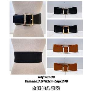 Cinturón de cuero genuino de 7,5x82 cm con hebilla dorada y plateada, accesorio de moda - Product Image 3