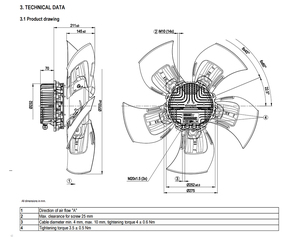 ebm- A3G710-AU21-02 พัดลม EC ประสิทธิภาพสูง พัดลมระบายความร้อนประหยัดพลังงานอัจฉริยะ สำหรับระบบระบายอากาศอุตสาหกรรม HVAC - Product Image 4