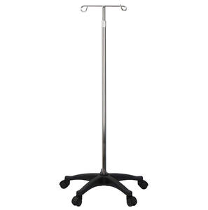 크롬 도금 롤링 IV 폴 롤링 휠 프리미엄 2 또는 4 후크-5 다리 플라스틱베이스 - Product Image 1