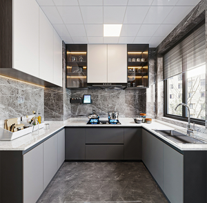 Ensemble d'armoires de cuisine sur mesure étanches avec portes en MDF et quincaillerie 304, résistant à l'humidité, pour le marché mondial - Product Image 2