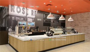 Kiosque à café moderne, design personnalisé, kiosque de centre commercial, présentoir de café, kiosque à café en bois 3D, design FDS-W, kiosque à café D - Product Image 2