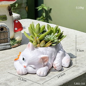 Nouveau pot de fleurs décoratif de <span class=keywords><strong>jardin</strong></span> en résine écologique, durable, léger, créatif, en forme de chat de dessin animé - Product Image 6