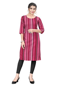 2025 último Pink Crepe Kurti nueva moda de manga corta impresa ropa informal étnica para fiestas festivales estilo Georgette - Product Image 2