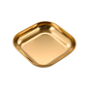 Assiette carrée en acier inoxydable 304, dorée ou argentée, pour servir des en-cas, utilisation en fête, assiette creuse - Product Image 3