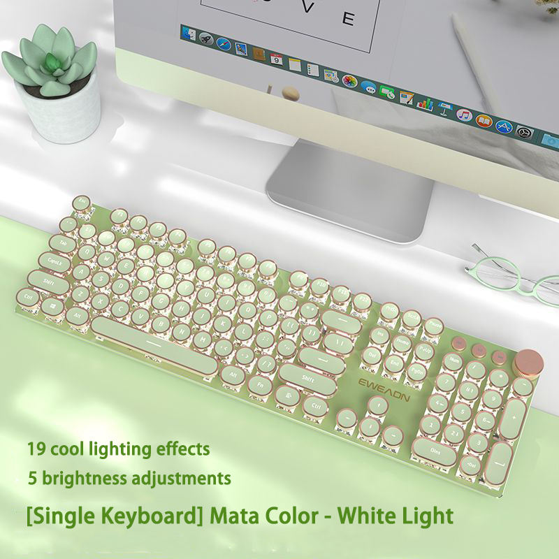 Matcha White Light - Wired Keyboard - Honey Powder Axis
