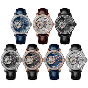Montre mécanique automatique NH38 pour homme, lunette sertie de diamants, chiffres romains, cadran bleu, design squelette, montre-bracelet haut de gamme SM1185 - Product Image 5
