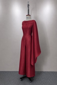 En gros pour les distributeurs de boutiques : <span class=keywords><strong>Combinaison</strong></span> élégante pour <span class=keywords><strong>femme</strong></span>, style long, à col cape, à ourlet volanté, <span class=keywords><strong>pantalon</strong></span> large, traitement anti-plis, été - Product Image 6