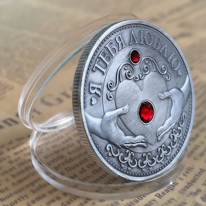 Ruso para amor con incrustaciones de piedras preciosas, moneda de bronce rojo, medalla conmemorativa impresa UV y Moneda de confesión, regalo para novia - Product Image 3