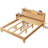 Lit simple en chêne massif de style nordique |   Lit double élégant et minimaliste pour hôtels et appartements |   Meubles de chambre à coucher