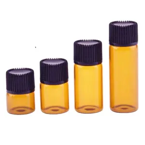 1 ml/2 ml/3 ml/5 ml Dram Amber cam uçucu yağ şişesi ince cam küçük kahverengi parfüm yağ şişeleri örnek Test şişesi