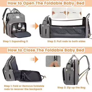 Bolsa de Pañales para Bebé, Mochila de Repuesto para Cama, Material Oxford, Anti-Robo, Resistente al Agua, Carga USB, Cuna Portátil, Lista para Cochecito - Product Image 3