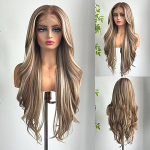 Parrucca Bionda Lunga e Riccia Stile Europeo-Americano 13*6, Grande Area, Completamente Intrecciata a Mano, con Partizione Libera, Realistica e Traspirante - Product Image 5