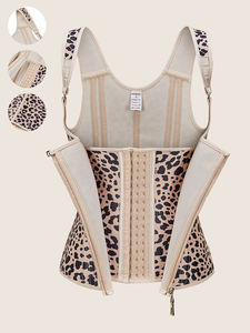 Langqin Breathable Anti-Bacterial Eco-Friendly Thick Latex Firm Control Zipper Body Shaping Leopard Print Vest Style Waist Belt - Product Image 5