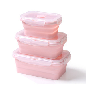 Tái Sử Dụng Hình Chữ Nhật Silicone Hộp Ăn Trưa Có Thể Gập Lại Bento Lưu Trữ Container Thân Thiện Với Môi Thực Phẩm Lưu Trữ Giải Pháp - Product Image 4