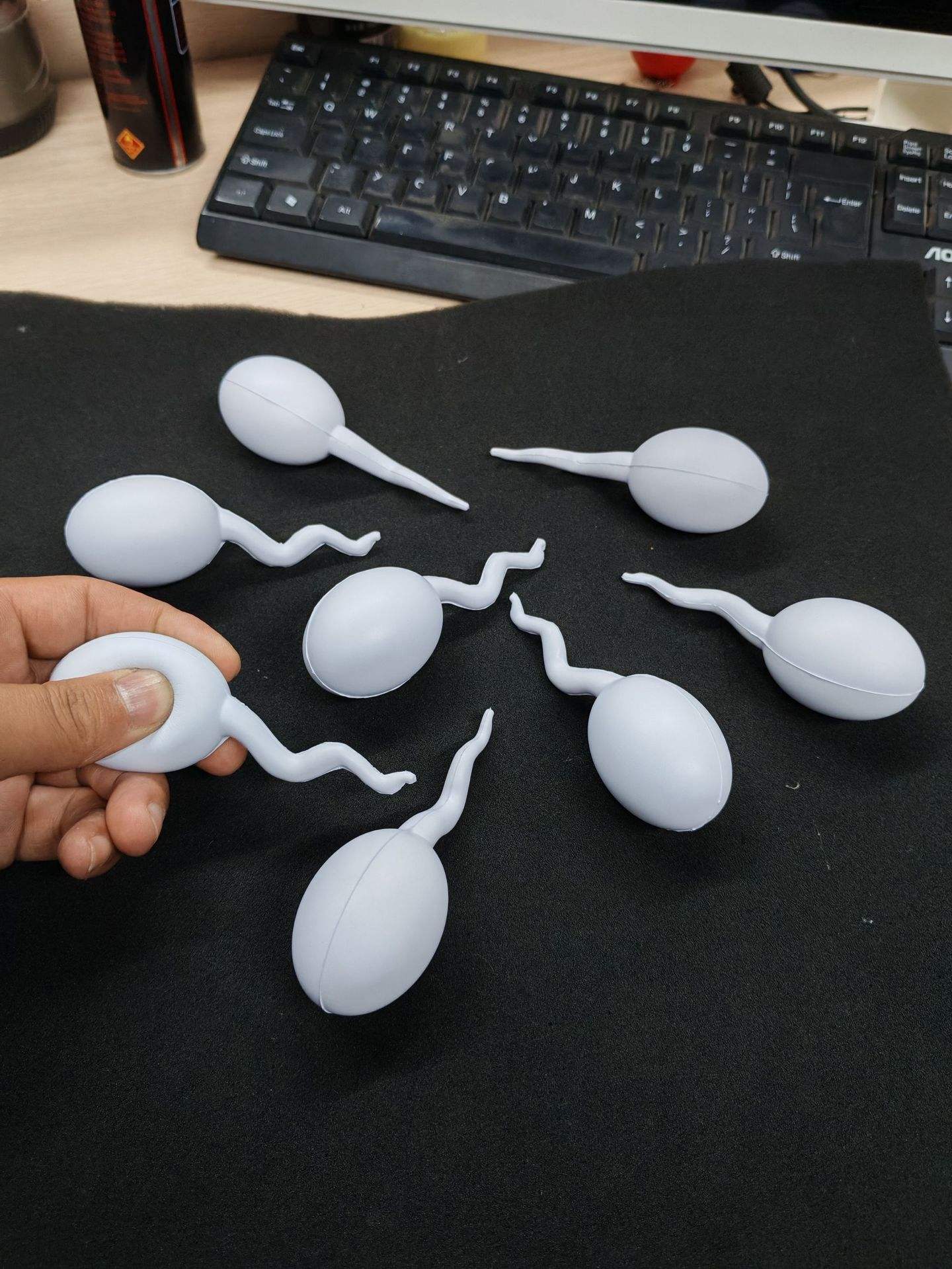 Hot-selling Custom Logo PU Foam Sperm Anti Stress Ball Fidget Toys PU Sperm Stress Relievers