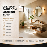 Ensemble de salle de bain de luxe sur mesure pour appartement, avec double vasque, miroir, éclairage, meuble-lavabo et toilettes intelligentes - Fournisseur OEM/ODM