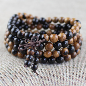 Yin Yang Wood Bracelet 108 <b>Beads</b> Ebony African Ebony Purple Sandalwood Buddhist Prayer <b>Beads</b> Unisex Gift Jewelry - Product Image 1