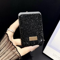 Coque de téléphone tendance de luxe plaquée diamant, tendance, pour 11-17 Pro, en matériau PC antichoc, avec porte-cartes magnétique