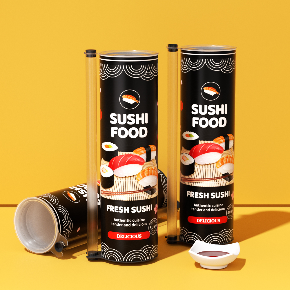 Custom Push pop Sushi Paper Tube Packaging Sushi Push Pop Container Cylinder Push up Paper Tube Packaging